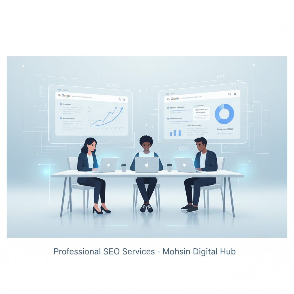 Professional SEO Services That Skyrocket Your Online Visibility 2 A laptop screen showing rising graph or “SEO growth” concept